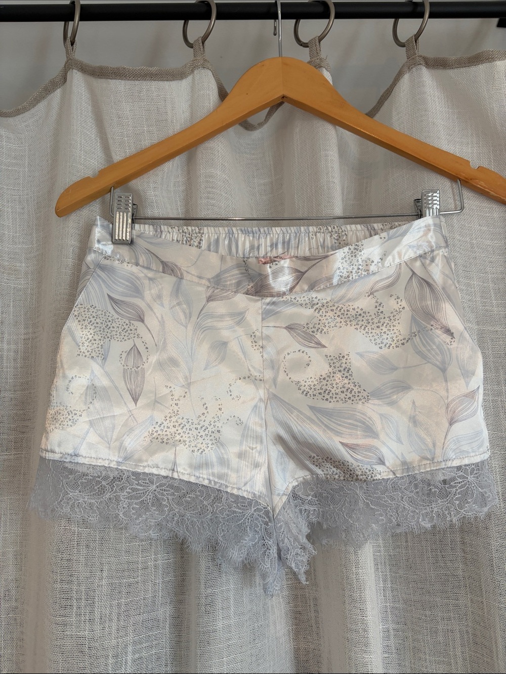 Silky Floral Lace-Trim Sleep Shorts